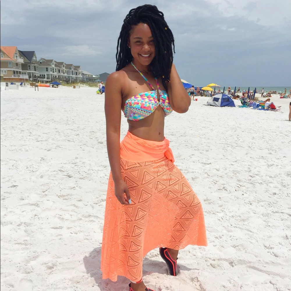 LAGACI Coral Cover-Up Beach Skirt/Dress 2 in 1